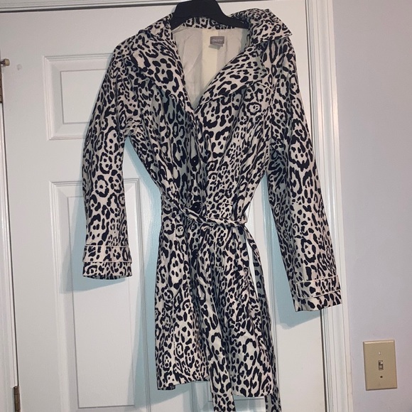 Chicos Cheetah-Print Trench Rain Coat - Picture 4 of 8